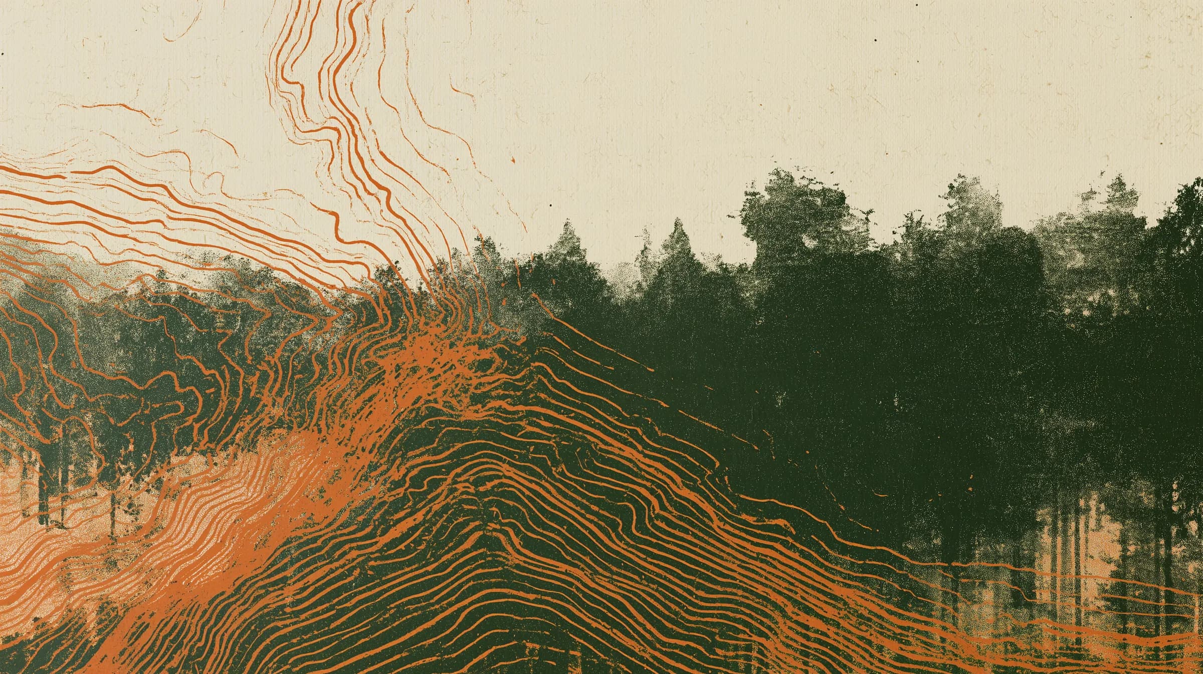 Fluid cyanotype topographic currents and hydrographic wave contours in deep teal and indigo